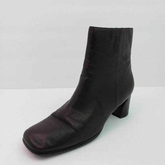 Laura Scott Justine Womens Size 8.5 Brown Leather Side Zip Ankle Booties Boots - Picture 2 of 14